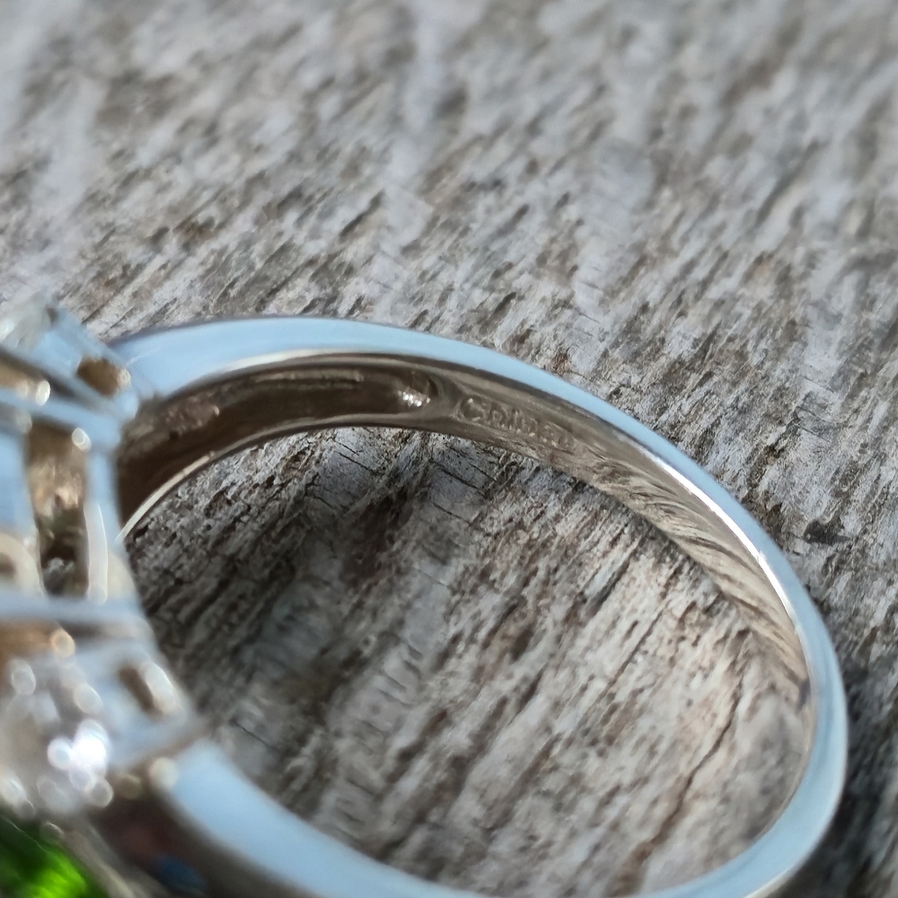 925 Sterling Silver Prasiolite Chrome Diopside White Topaz Designer Sz 9 Ring 💍 - Picture 9 of 16